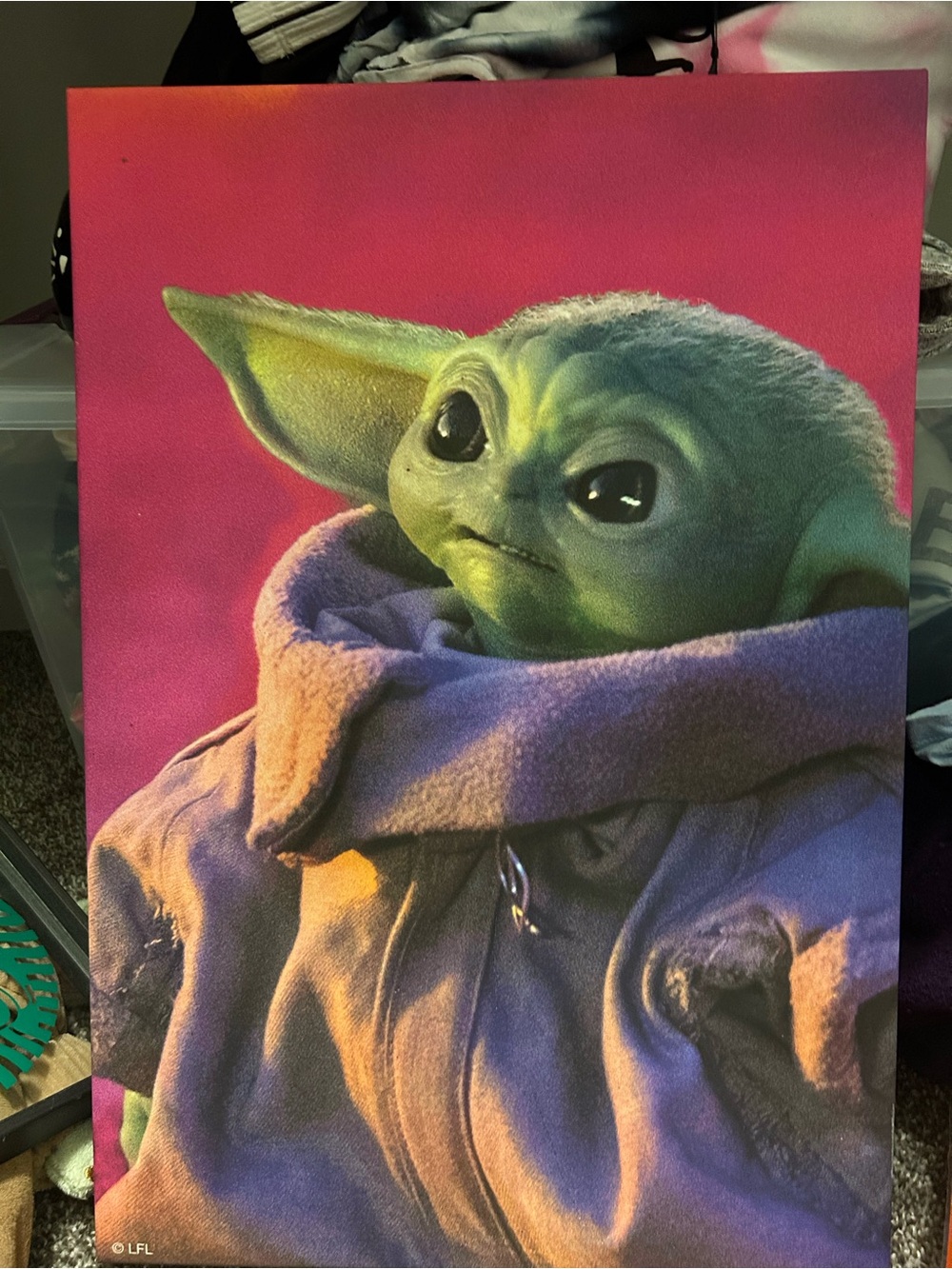 Star Wars Baby Yoda Canvas Art - Green, Pink, Purple